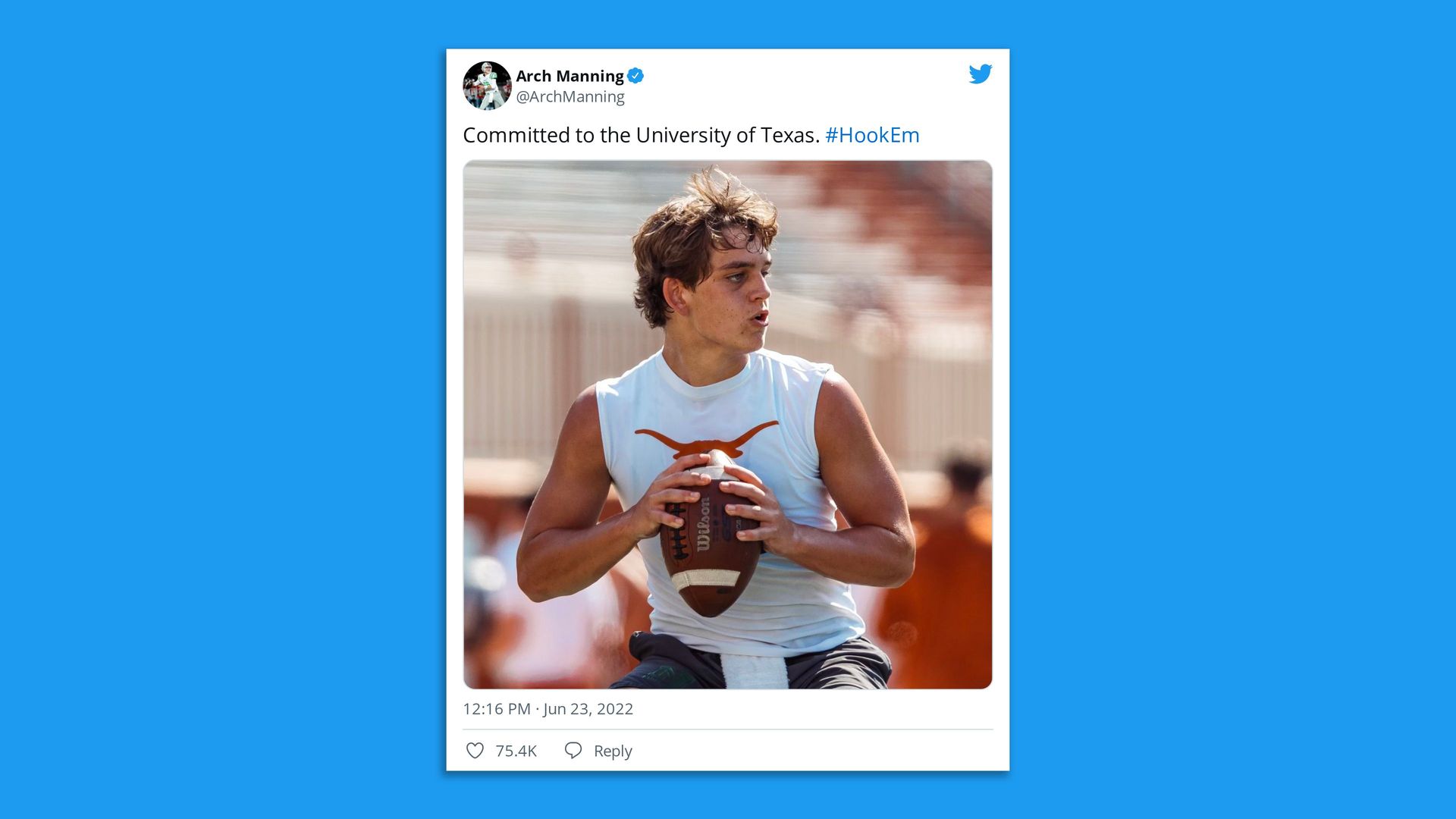 A twitter screenshot of Arch Manning.