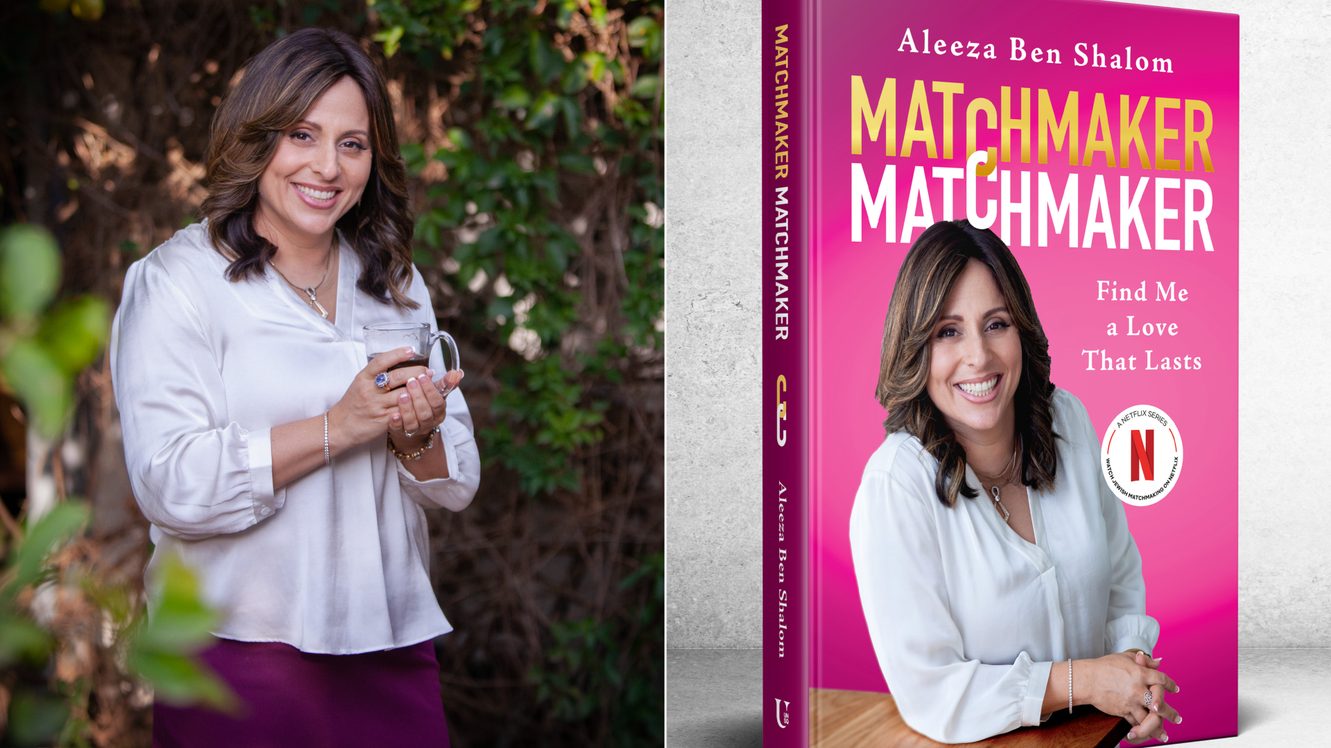 Author Aleeza Ben Shalom, left, and her new book, "Matchmaker Matchmaker."