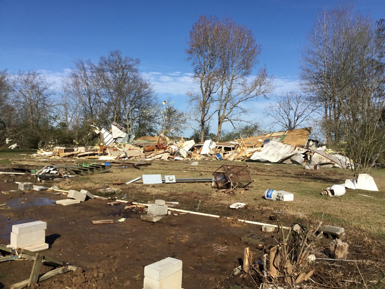 This mobile home was destroyed in the Baskin EF-2 tornado