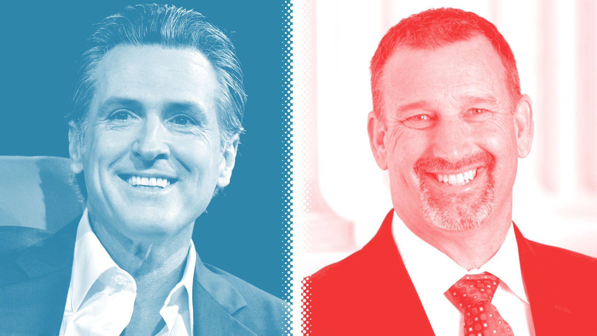 Photo illustration of Governor of California Gavin Newsom and Brian Dahle