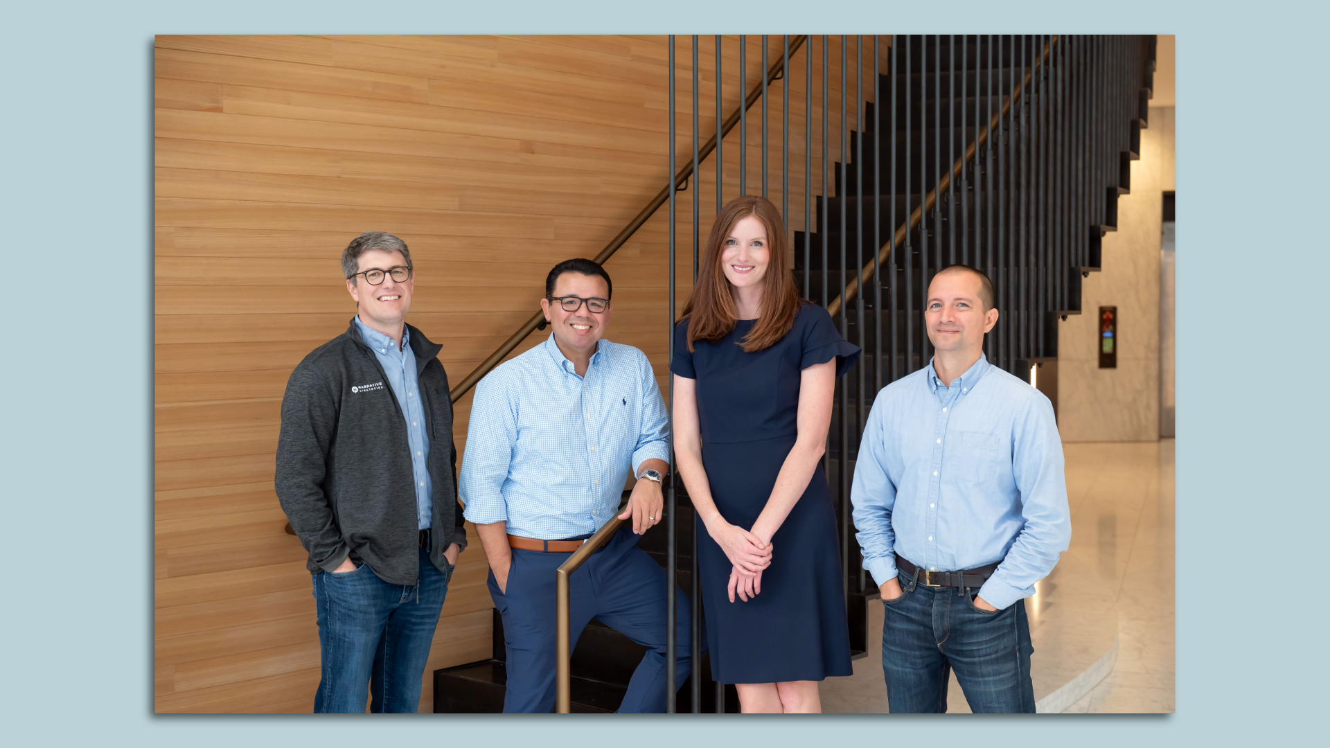 Photo of Narrative’s founding partners Patrick O’Connor, Ed Mullen, Ken Spain, and Katie Mitchell,