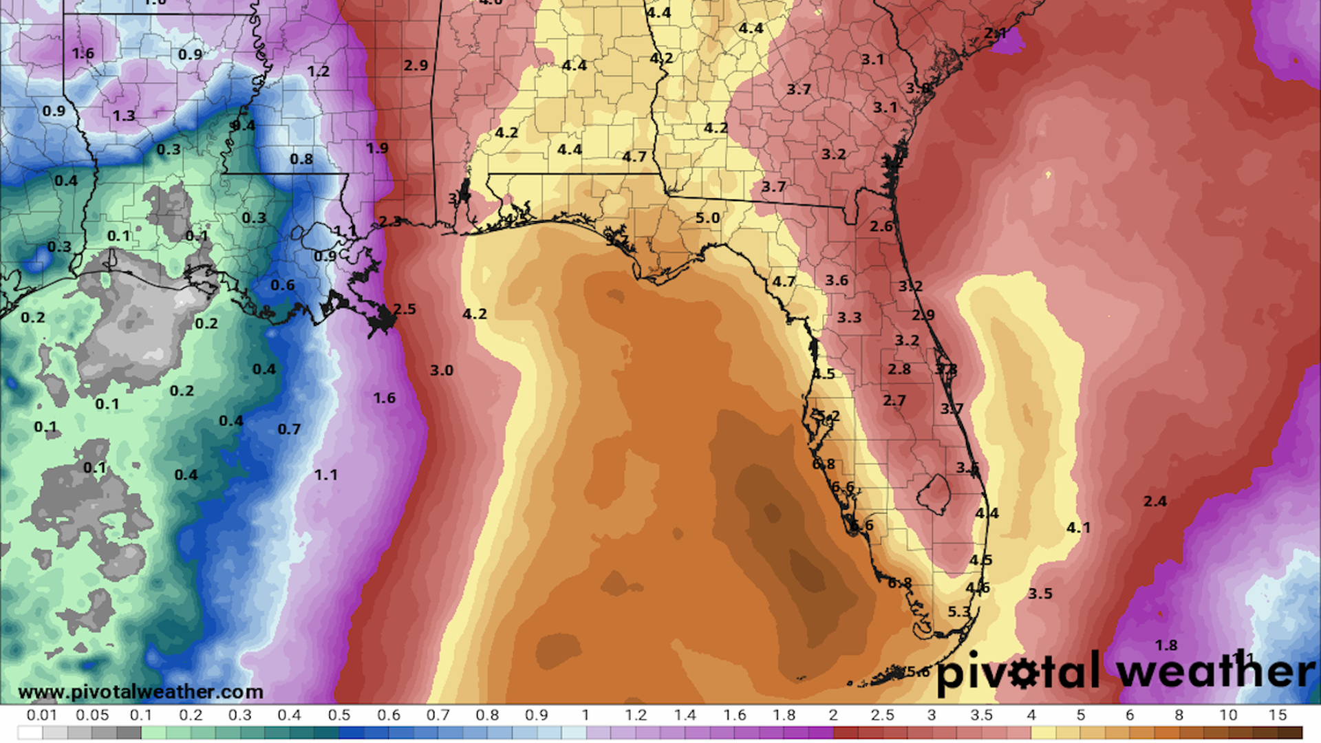 Forecast rainfall from eventual Hurricane Helene through 7 days. 