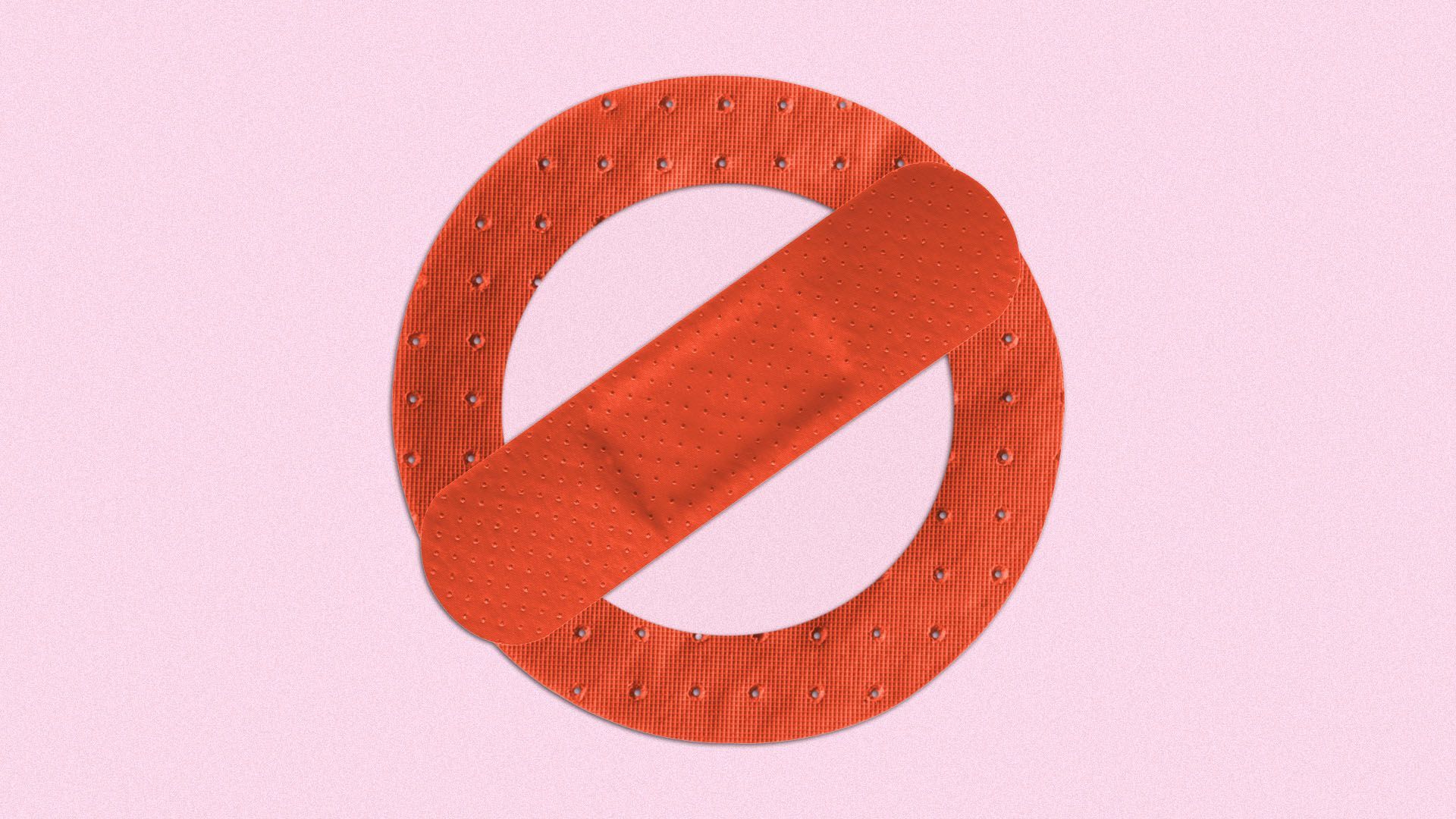 Illustration of a bandaid shaped like a "no" symbol
