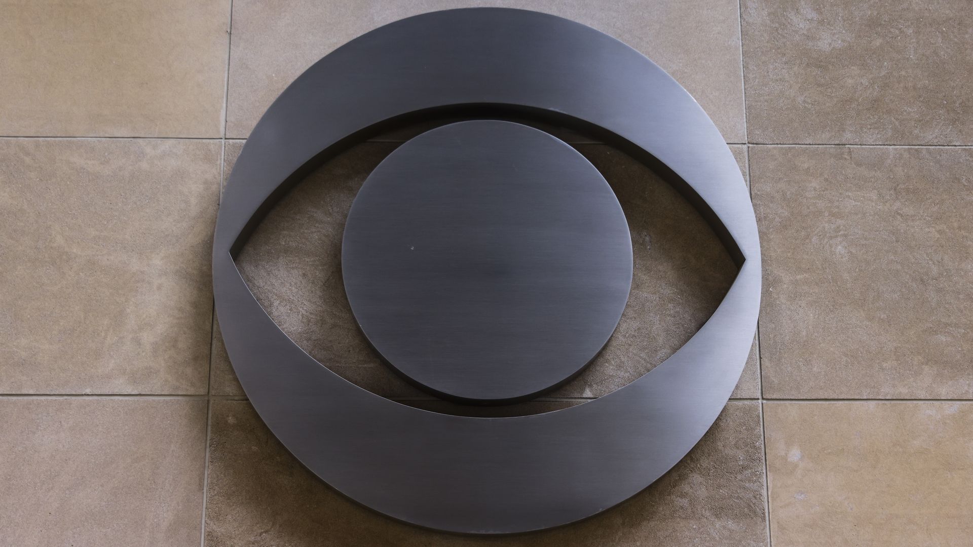 The CBS eye logo on a building in Chicago.