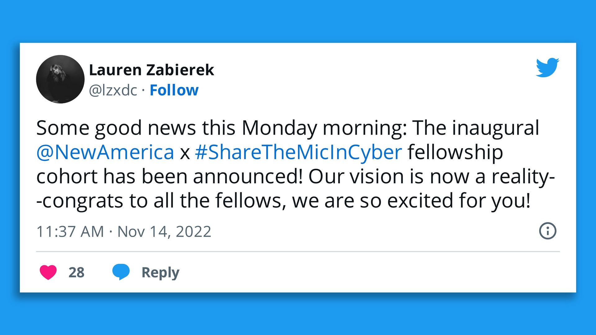Screenshot of tweet