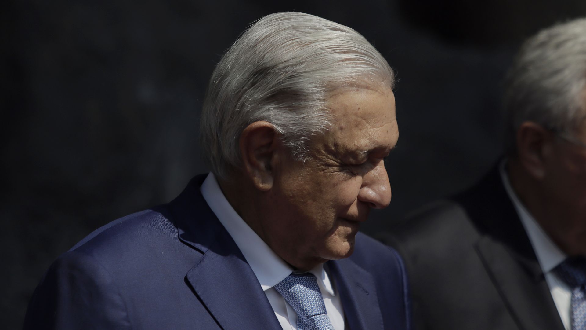 Andrés Manuel López Obrador, President of Mexico, inside the Dolores Cemetery and the Rotunda of Illustrious Persons in Mexico City.