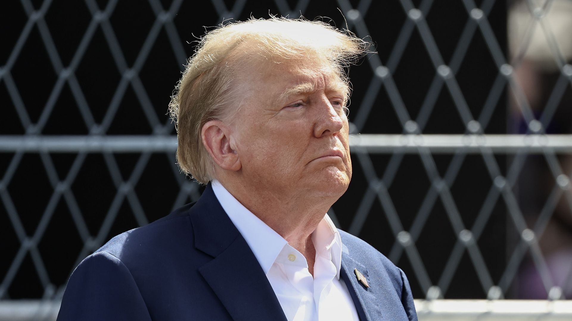 Former U.S. President Donald Trump on the grid during the F1 Grand Prix of Miami at Miami International Autodrome on May 5, 2024 in Miami, United States. 