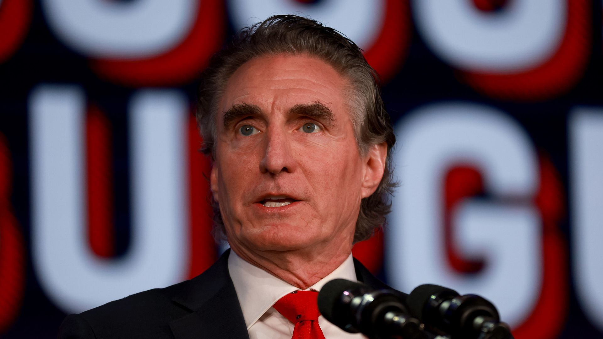  Republican presidential candidate North Dakota Governor Doug Burgum speaks during the Florida Freedom Summit held at the Gaylord Palms Resort on November 04, 2023 in Kissimmee, Florida.