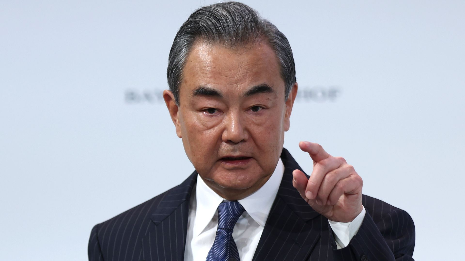 Wang Yi speaks during the 2023 Munich Security Conference (MSC) on February 18, 2023 in Munich, Germany. 