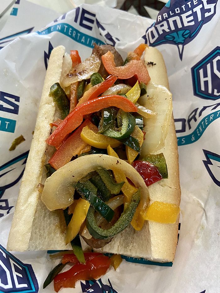 Sausage and peppers. Photo: Ashley Mahoney/Axios 