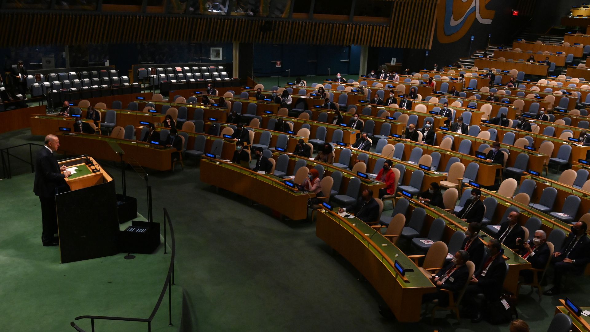 Erdogan speaking at the UN general assembly