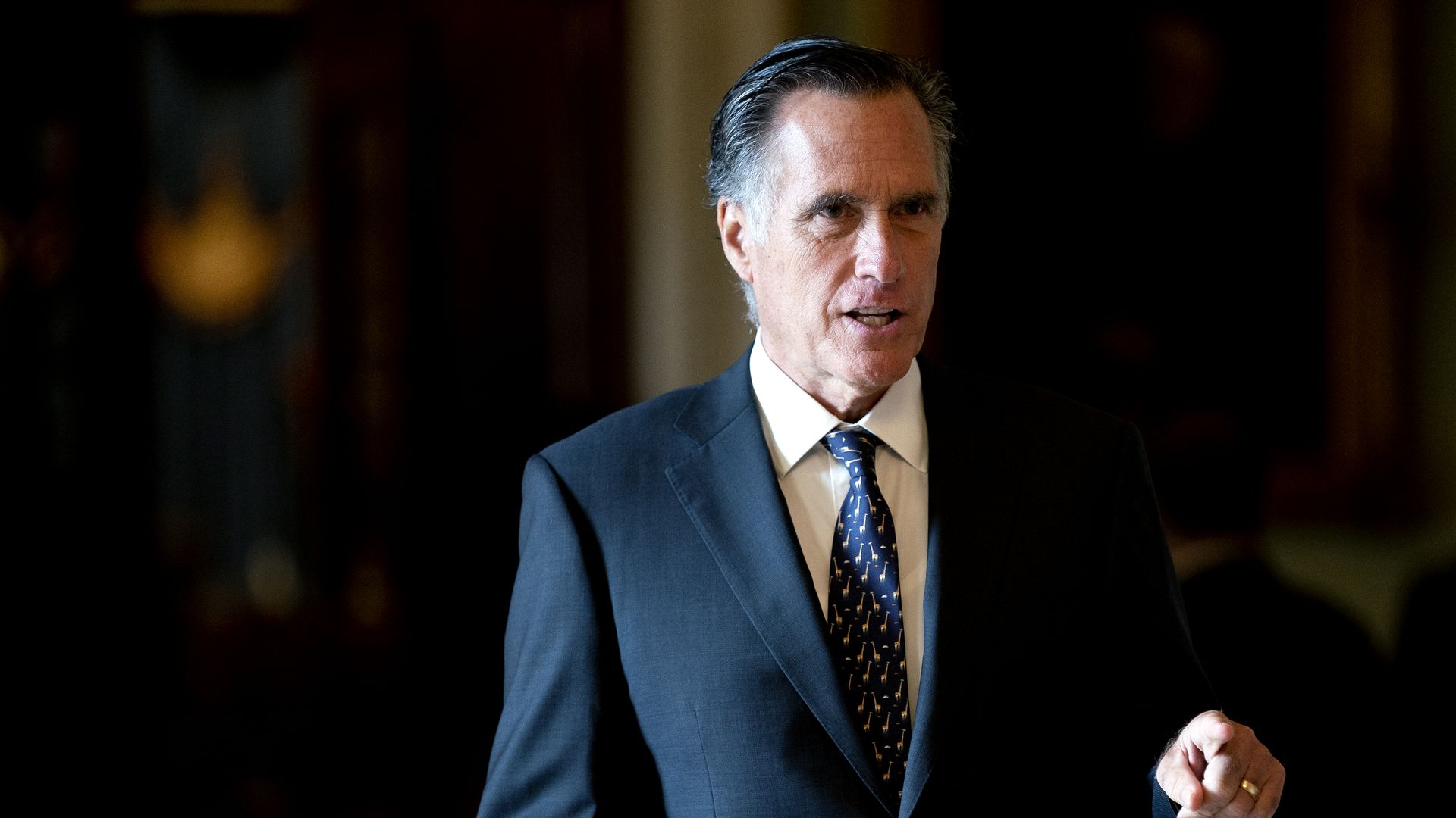 Senator Mitt Romney, a Republican from Utah, walks to a Senate Republican caucus meeting at the U.S. Capitol in Washington, D.C., U.S., on Thursday, Oct. 7, 2021.