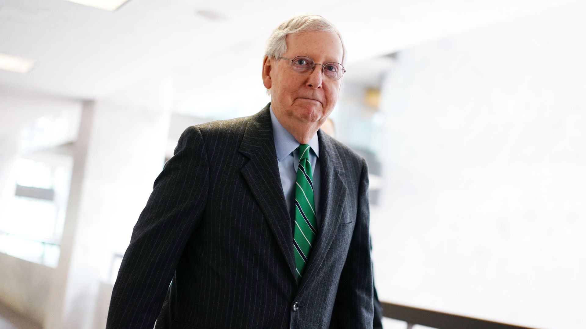 House Majority Leader Mitch McConnell arrives for the Republican policy luncheon