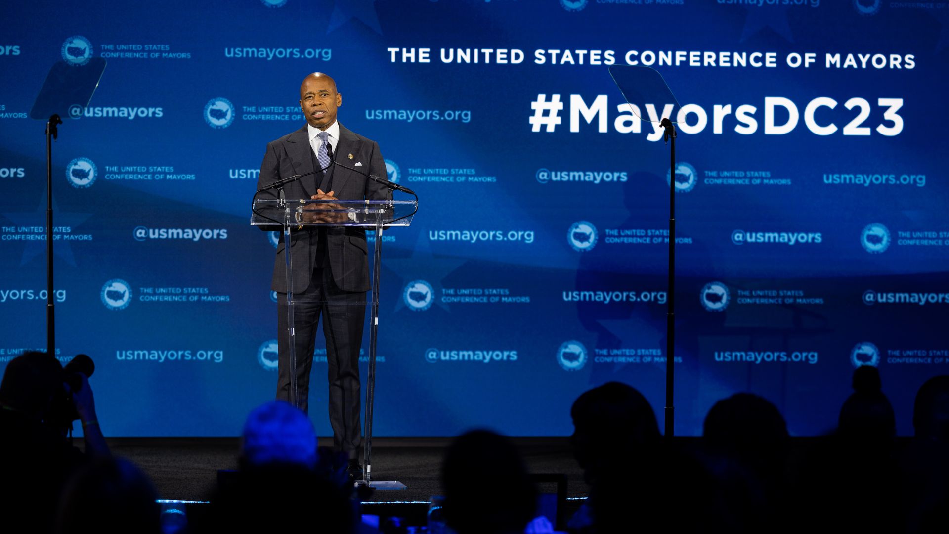 NYC Mayor Eric Adams speaks at the U.S. Conference of Mayors' winter meeting.