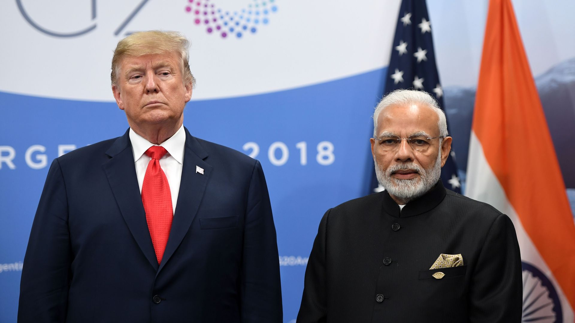 India's Prime Minister Narendra Modi (R) and US President Donald Trump during a meeting in the sidelines of the G20 Leaders' Summit in Buenos Aires, on November 30, 2018. 