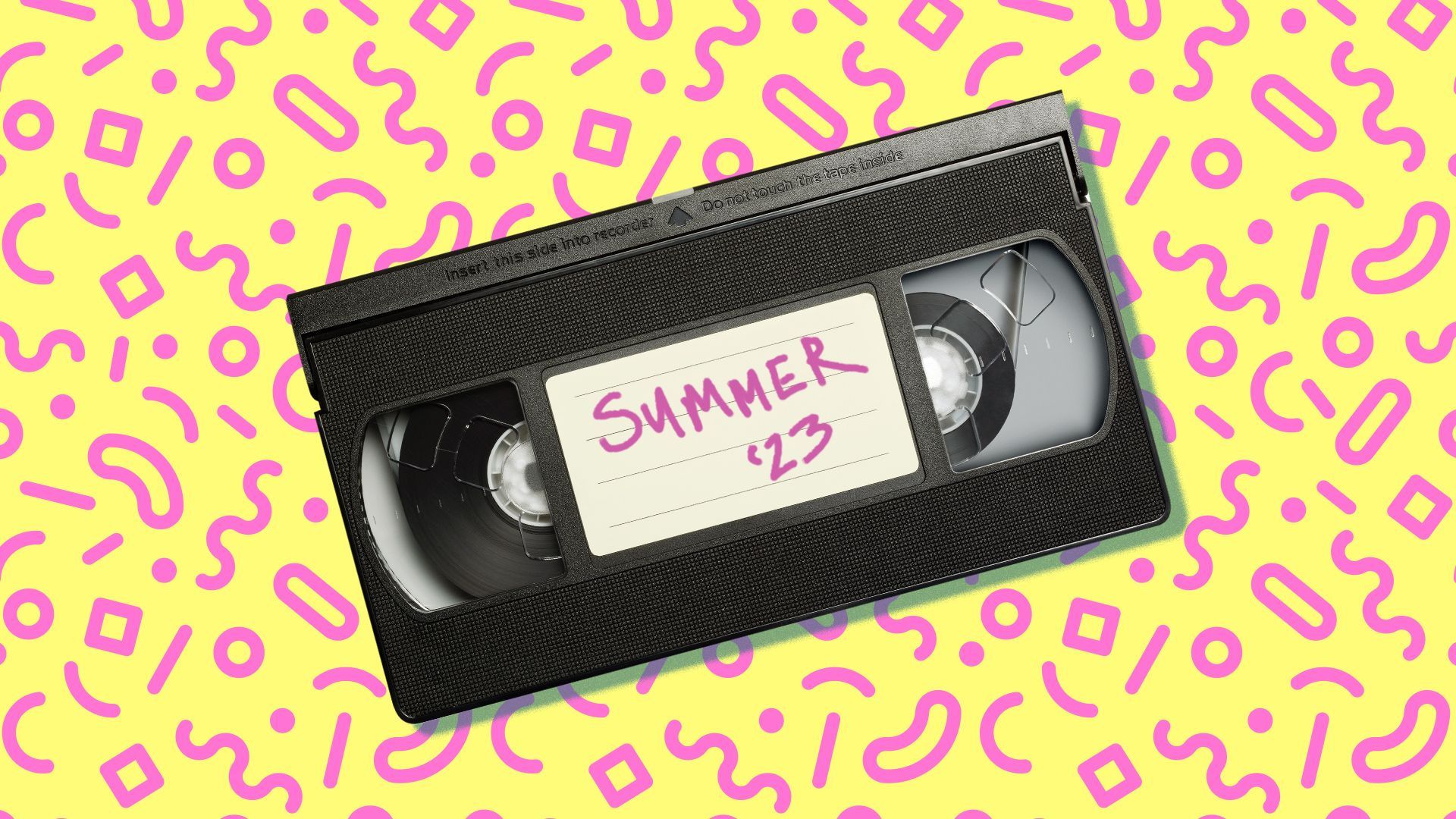Illustration of a VHS tape with "Summer '23" written on the tape sticker. 