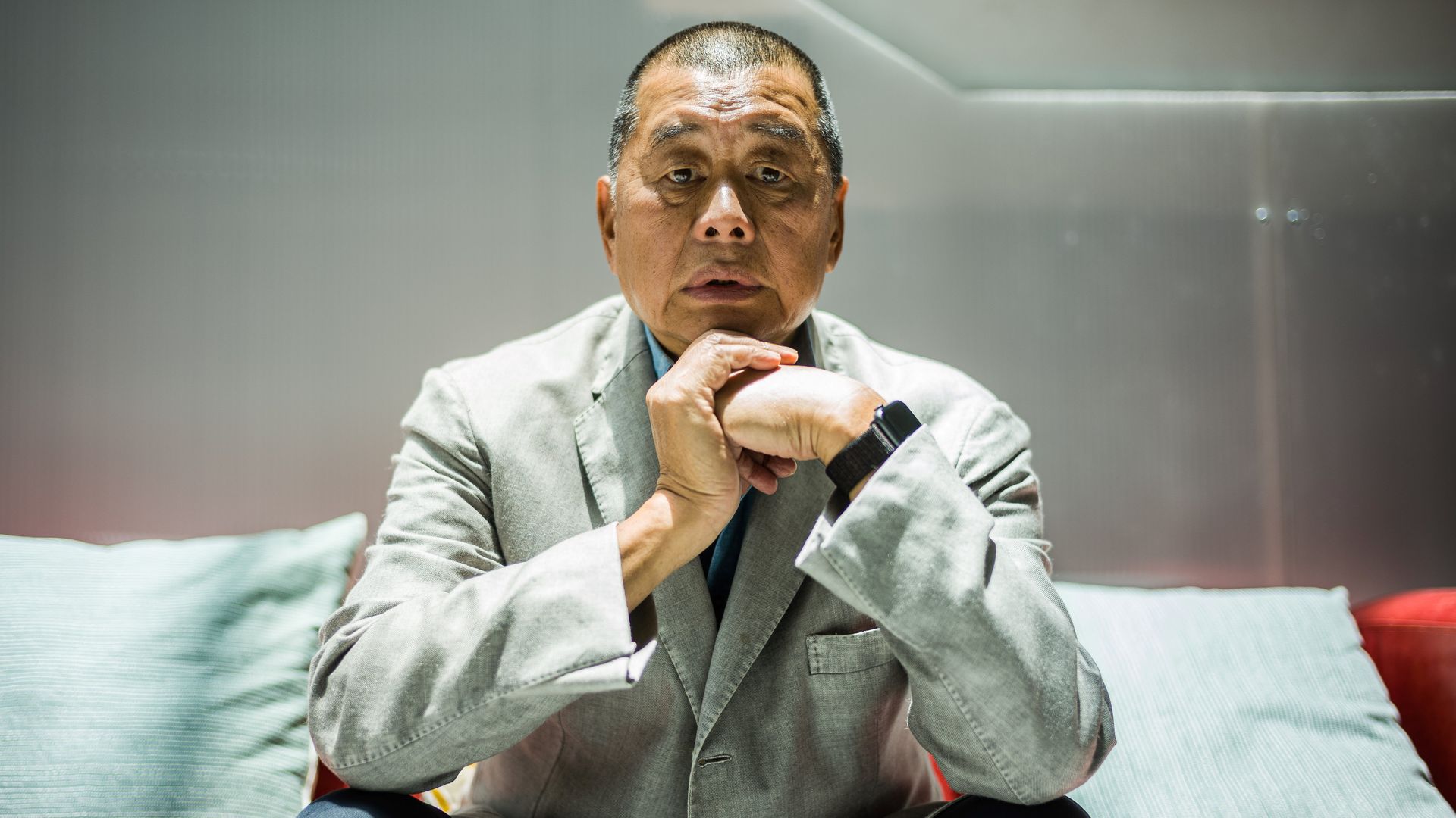 Millionaire media tycoon Jimmy Lai, 72, poses during an interview with AFP at the Next Digital offices in Hong Kong in June.