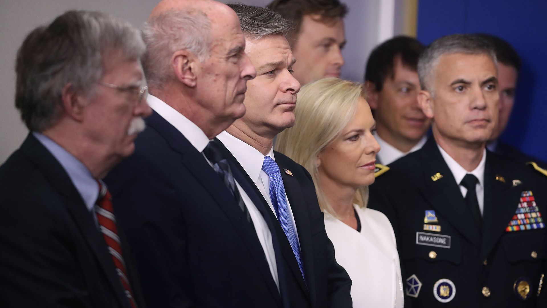 This photo shows top U.S. intelligence officials standing in the White House