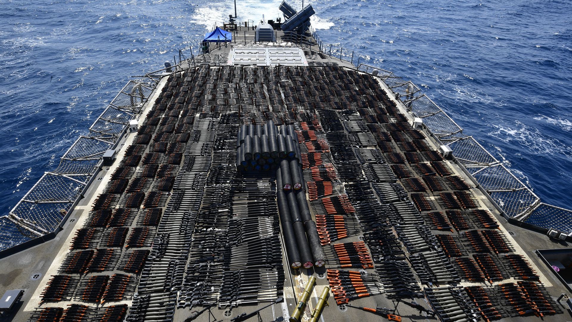 Weapons on a ship's deck