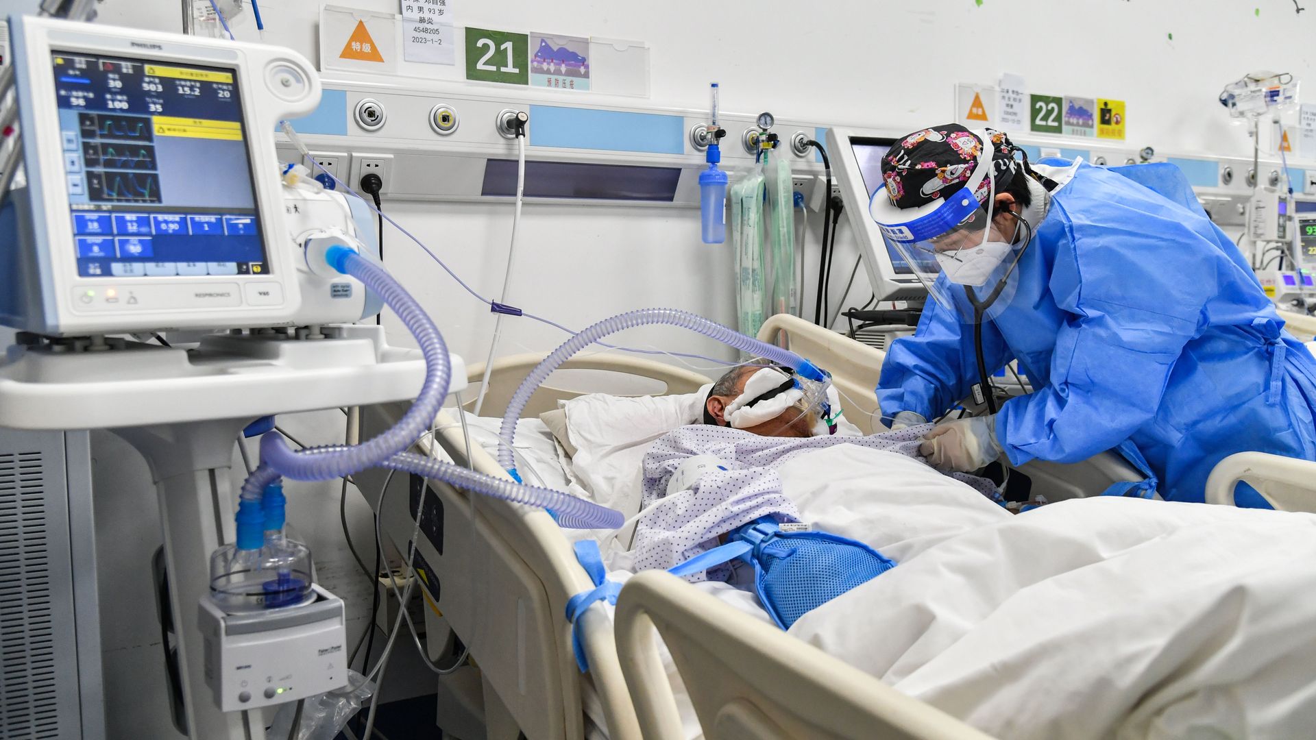 A patient receives treatment at Peking University Third Hospital on January 3, 2023 in Beijing, China.