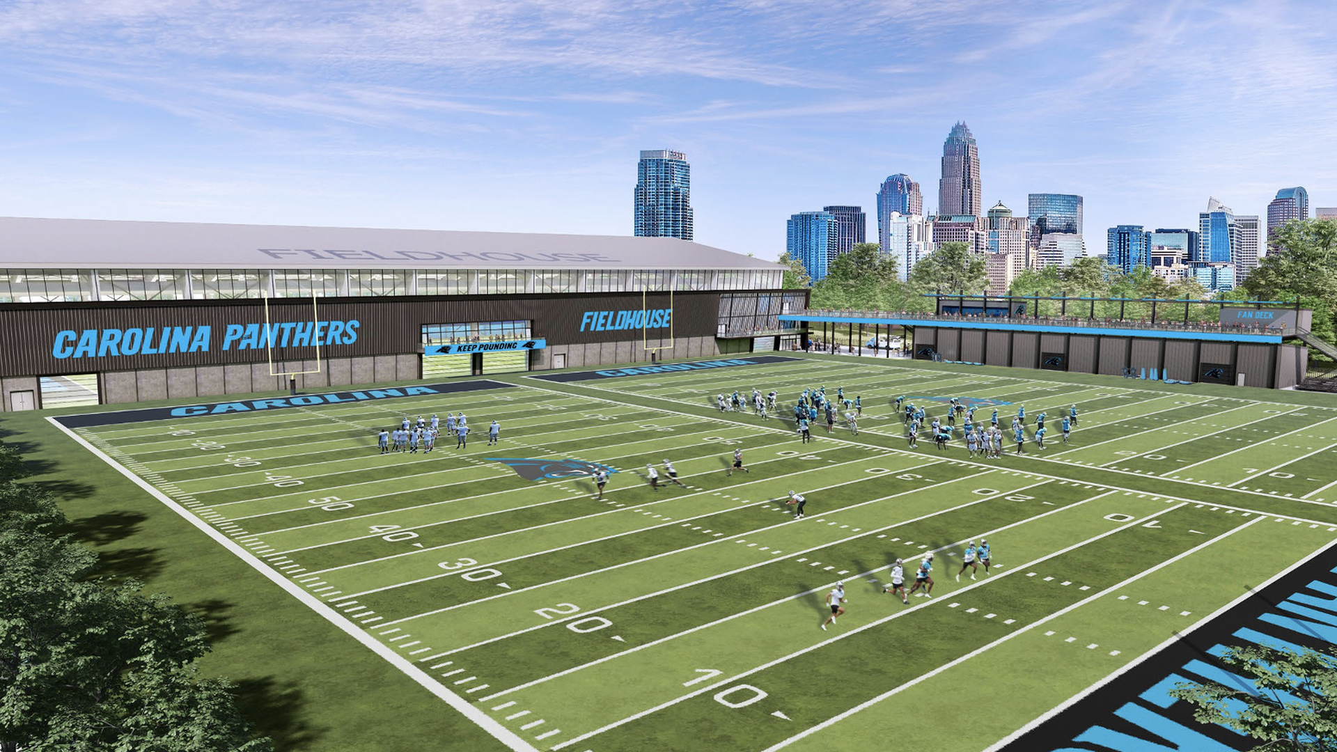 Rendering of the Carolina Panthers practice facilities in Uptown.
