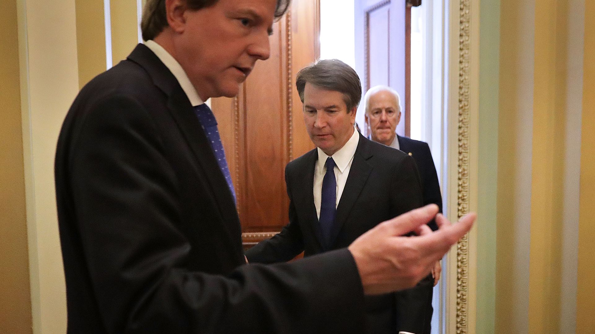 White House Counsel Don McGahn, Judge Brett Kavanaugh and Senate Majority Whip John Cornyn (R-TX). Photo: Chip Somodevilla/Getty Images