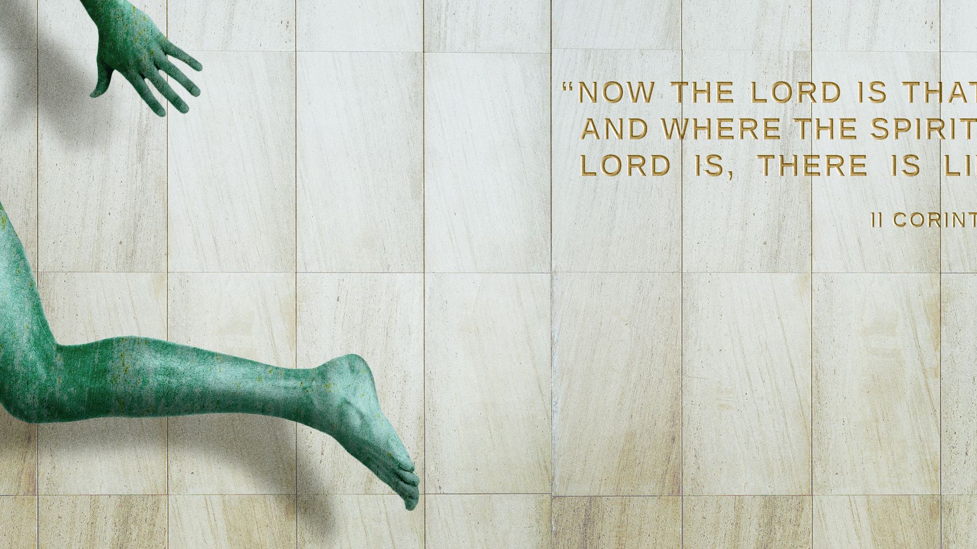 Illustration of The Spirit of Detroit exiting its usual position.