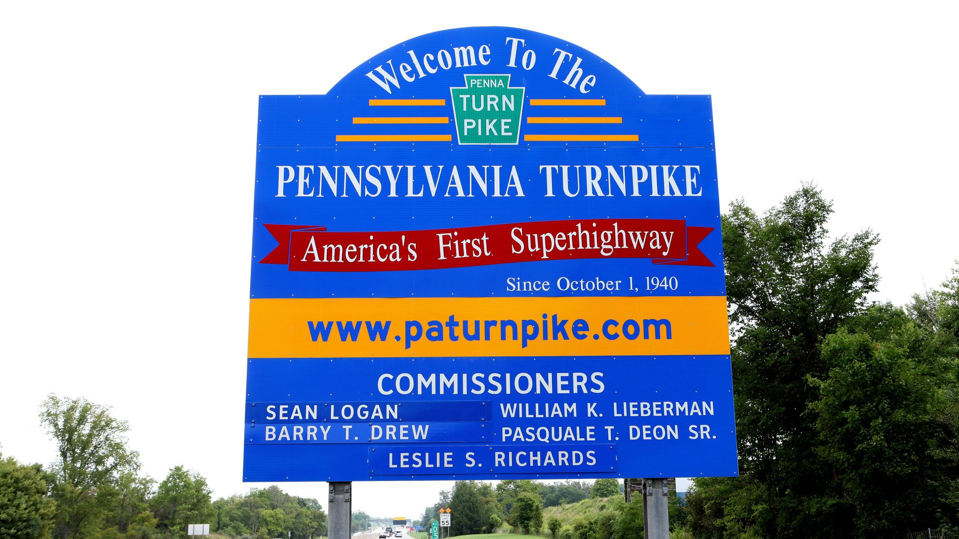 PENNSYLVANIA - AUGUST 25: 'Welcome To The Pennsylvania Turnpike' signage on Interstate 76 on August 25, 2016 in Pennsylvania. (Photo By Raymond Boyd/Getty Images)