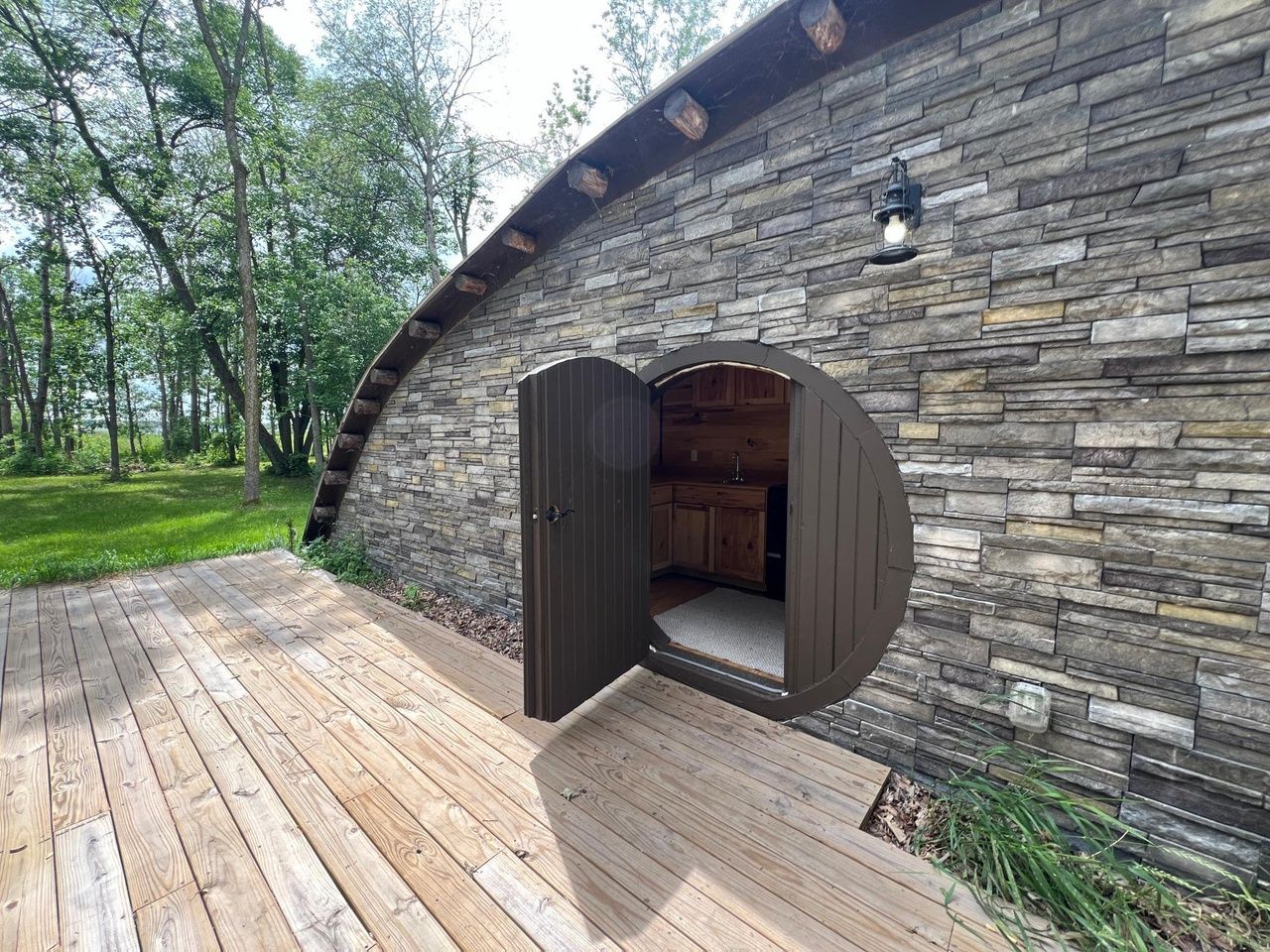 A home with a circular door.