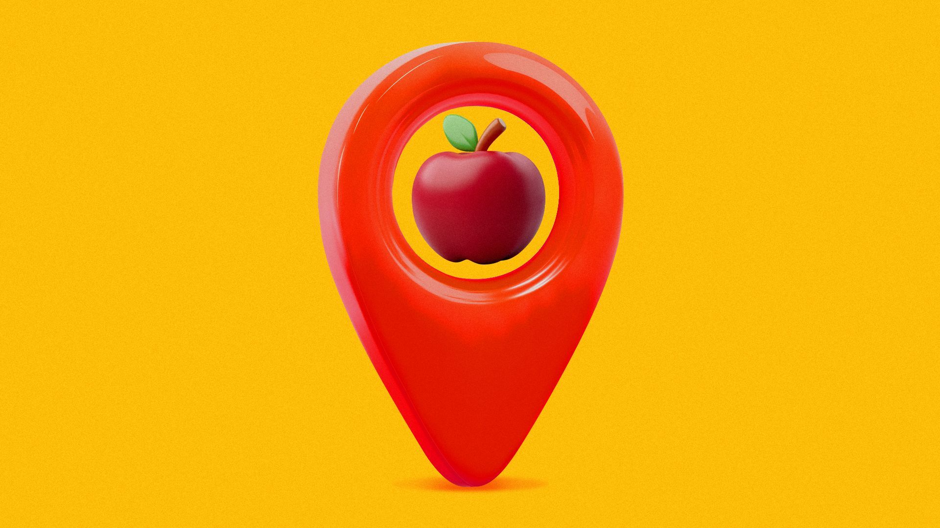 Illustration of an apple within a GPS pin.