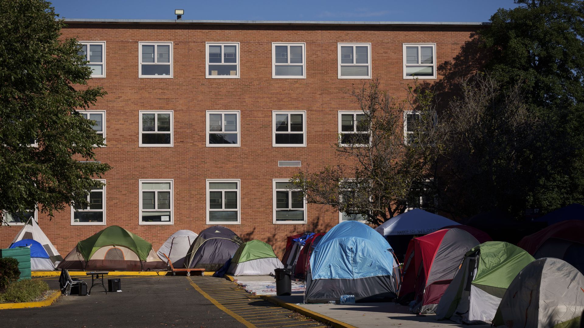 Tents outside of Blackburn Center on Howard's campus.