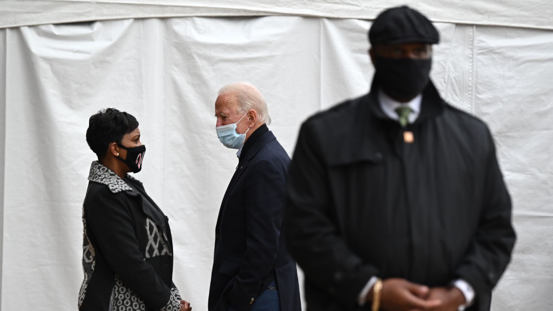 President-elect Joe Biden is seen speaking privately with Atlanta Mayor Keisha Lance Bottoms on Tuesday.
