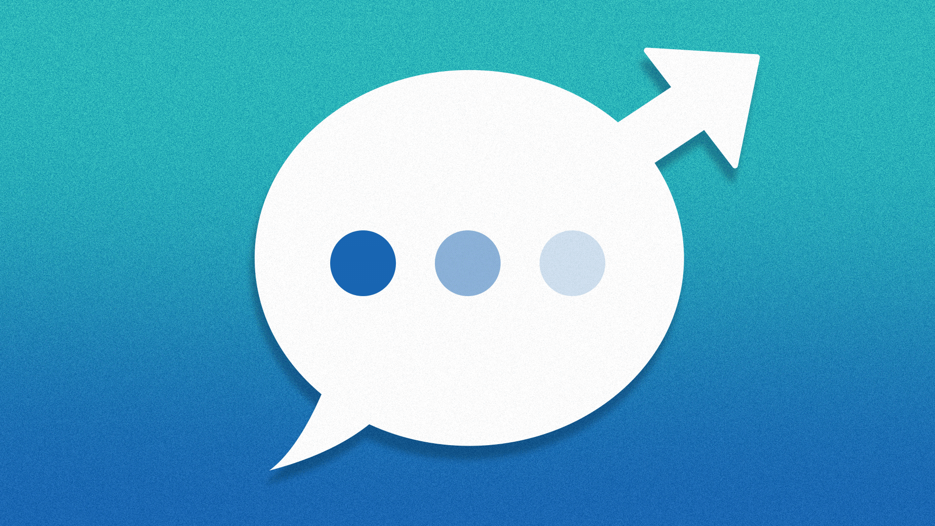 Animated gif of a speech bubble in the shape of a male symbol