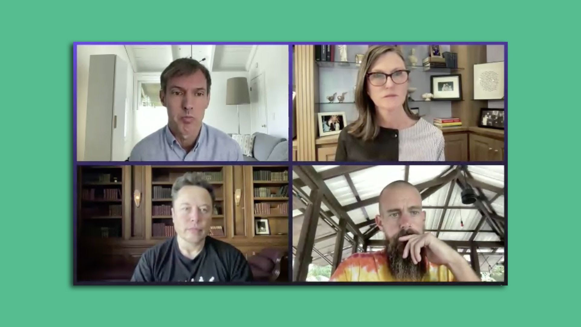 A screenshot from a 4-way zoom call 