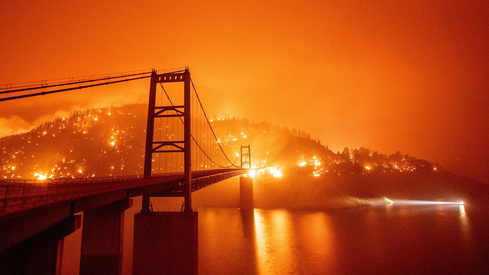 Wildfires near California bridge