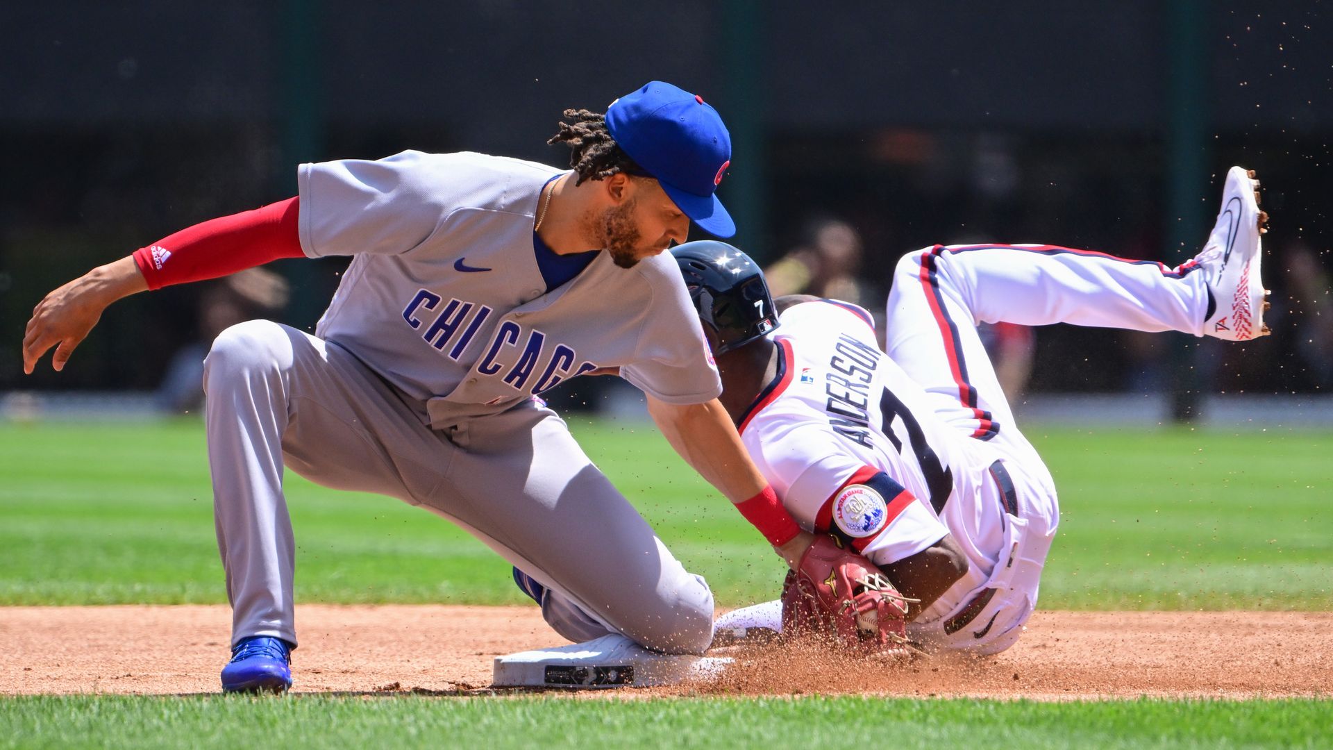 Photo of baseball players in action. 