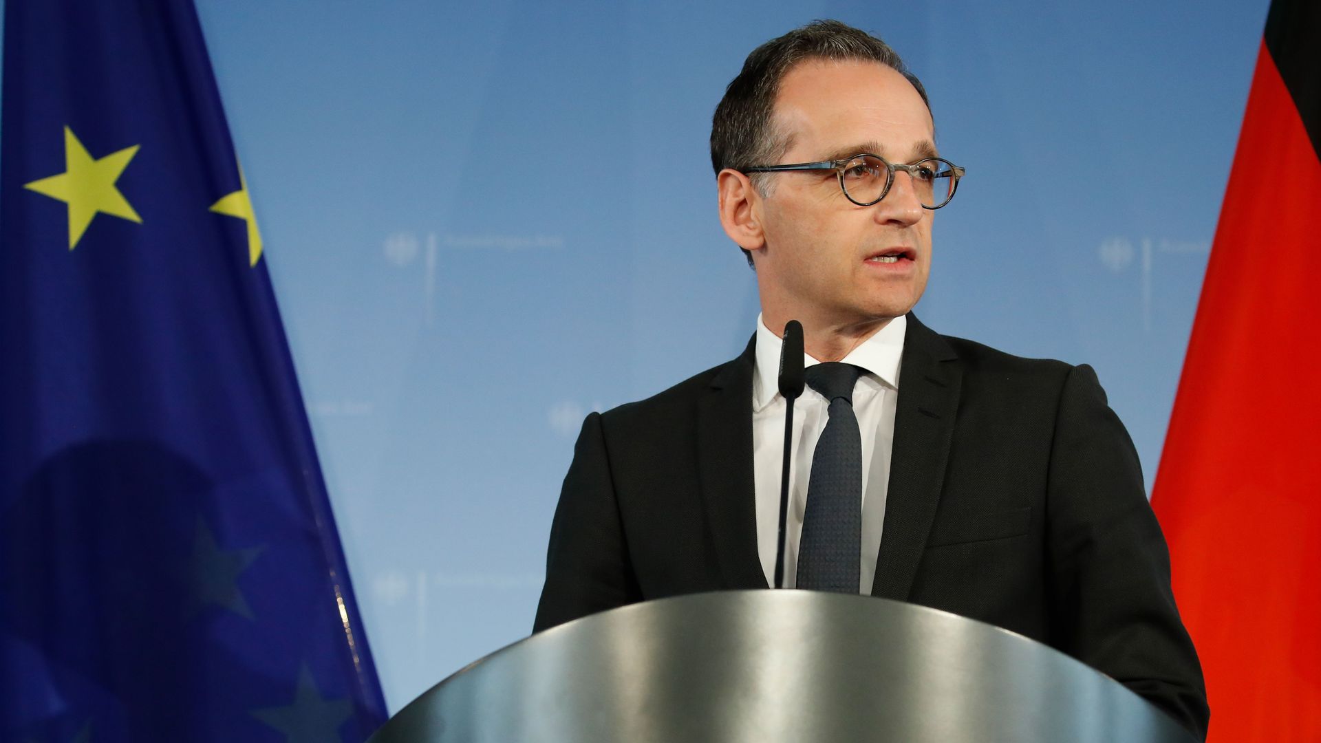German Foreign Minister Heiko Maas gives a statement on May 9, 2018 in Berlin after President Trump pulled the United States out of a landmark deal curbing Iran's nuclear program.