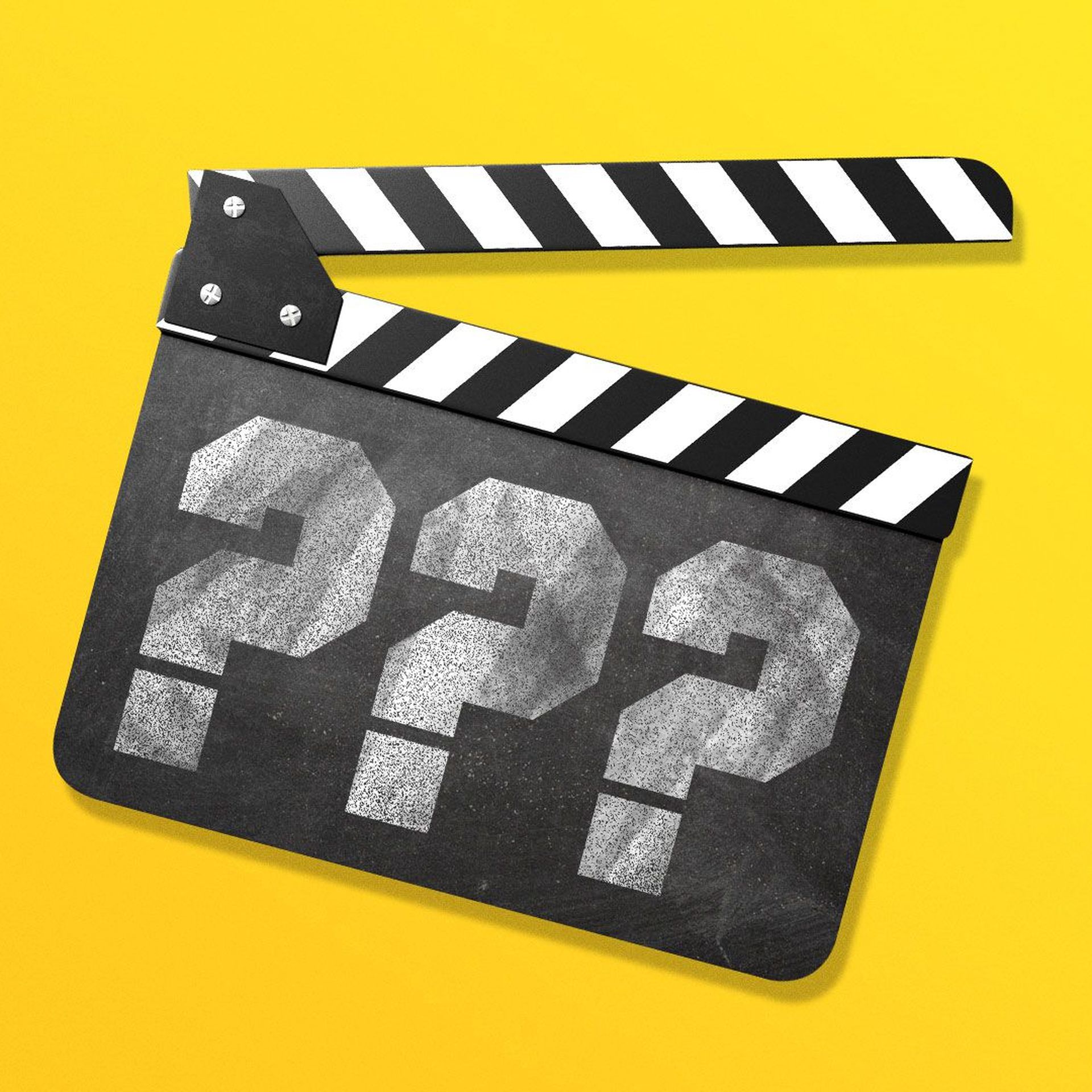 Illustration of film clapper with question marks
