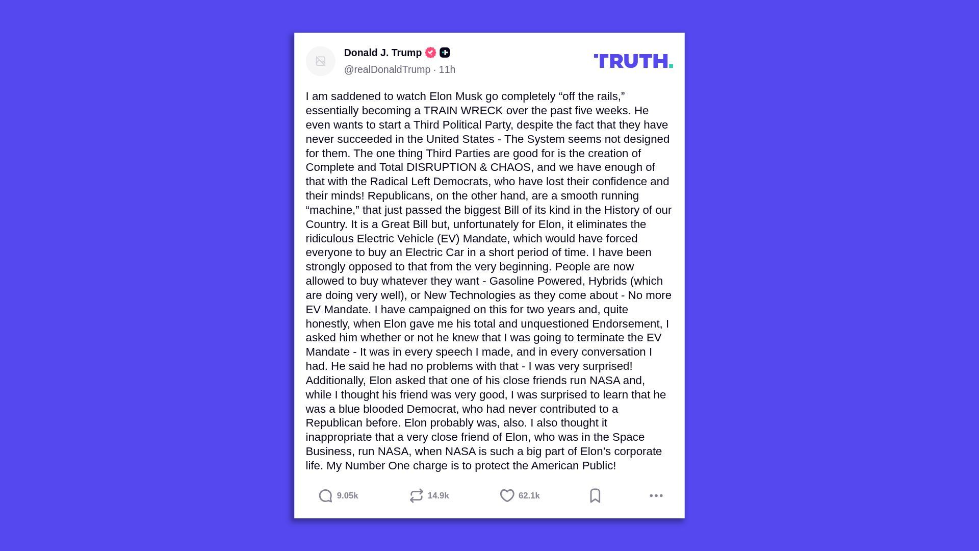 Screenshot: @realDonaldTrump/Truth Social