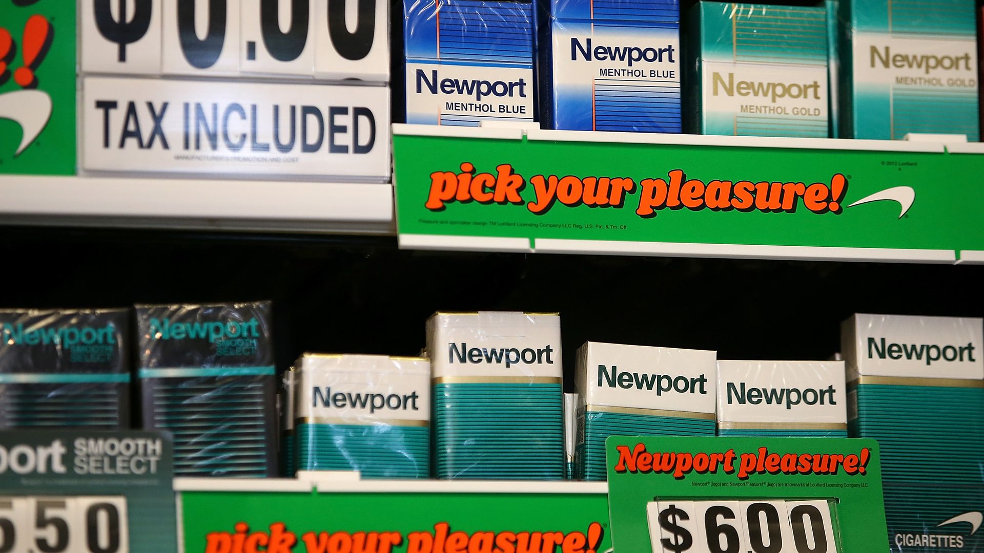 NEwport cigarettes behind the counter.
