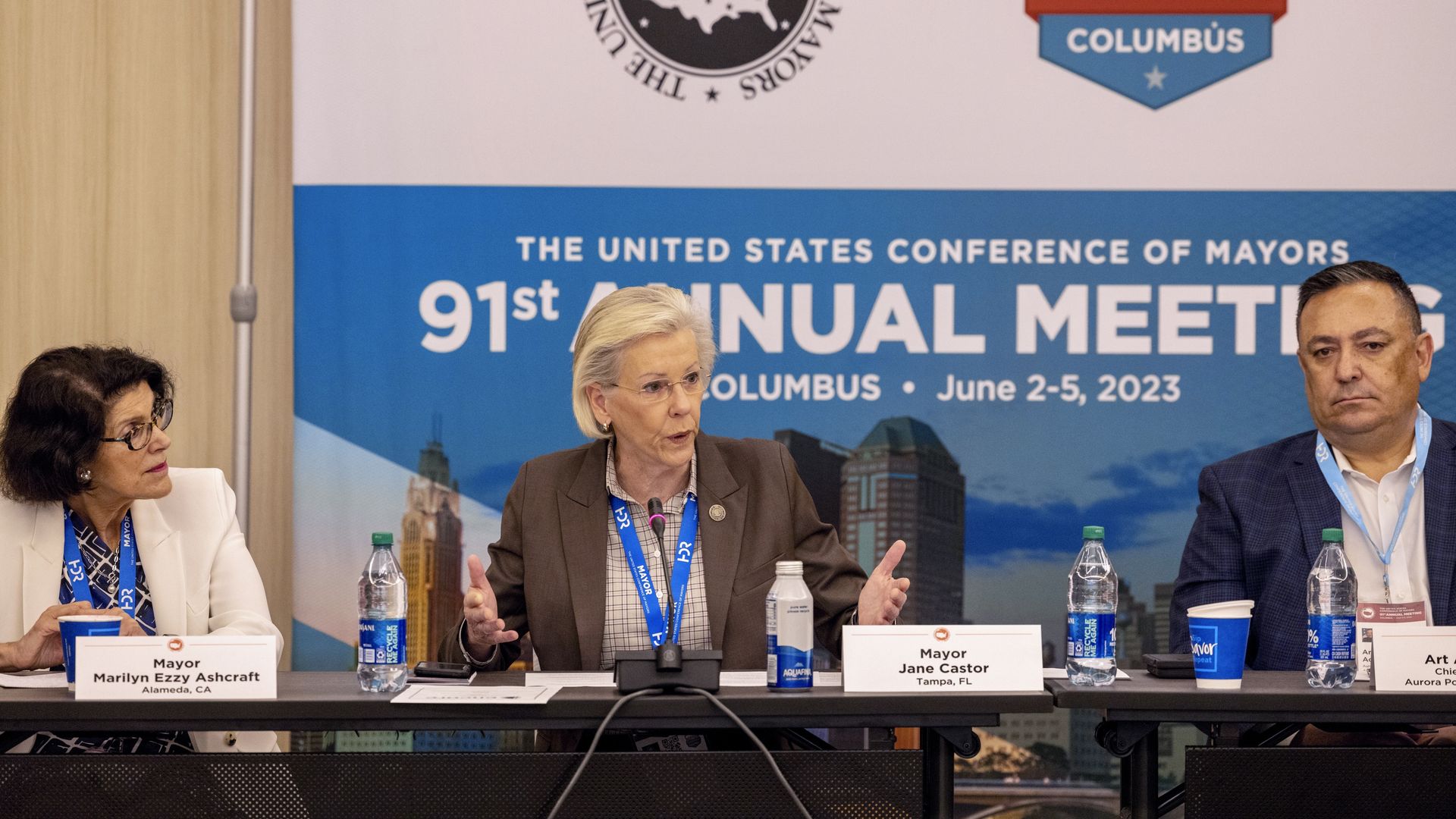 Jane Castor speaks at a mayor's conference panel