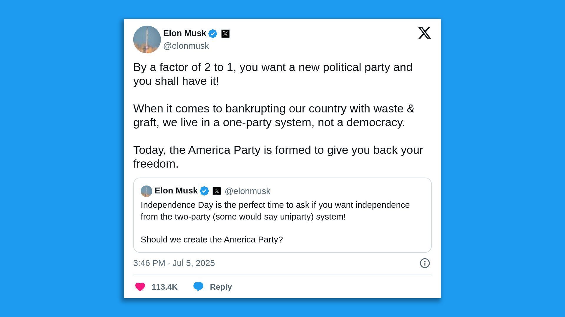 Musk's X post