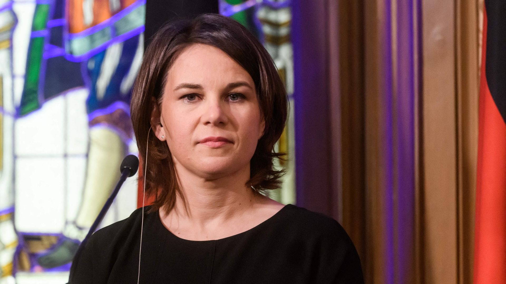 German Foreign Minister Annalena Baerbock attends a press conference