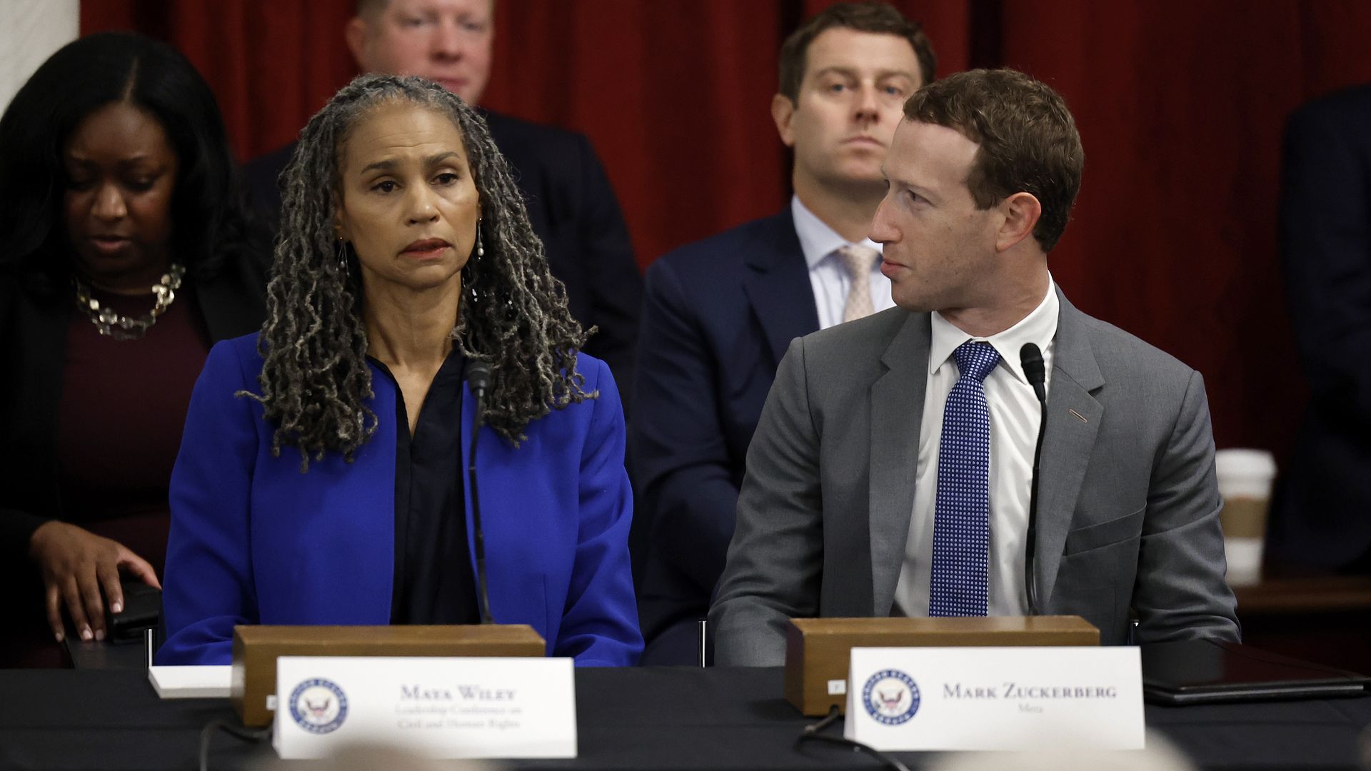 Mark Zuckerberg and Maya Wiley on Capitol Hill