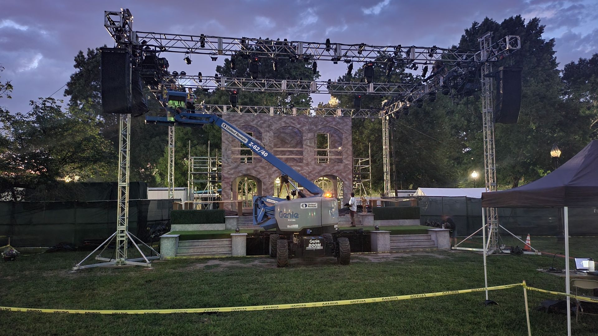 A stage under construction. 