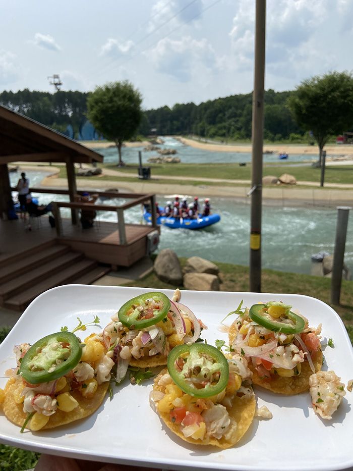 Cilantro lime shrimp ceviche ($13) at River's Edge. Photo: Ashley Mahoney/Axios