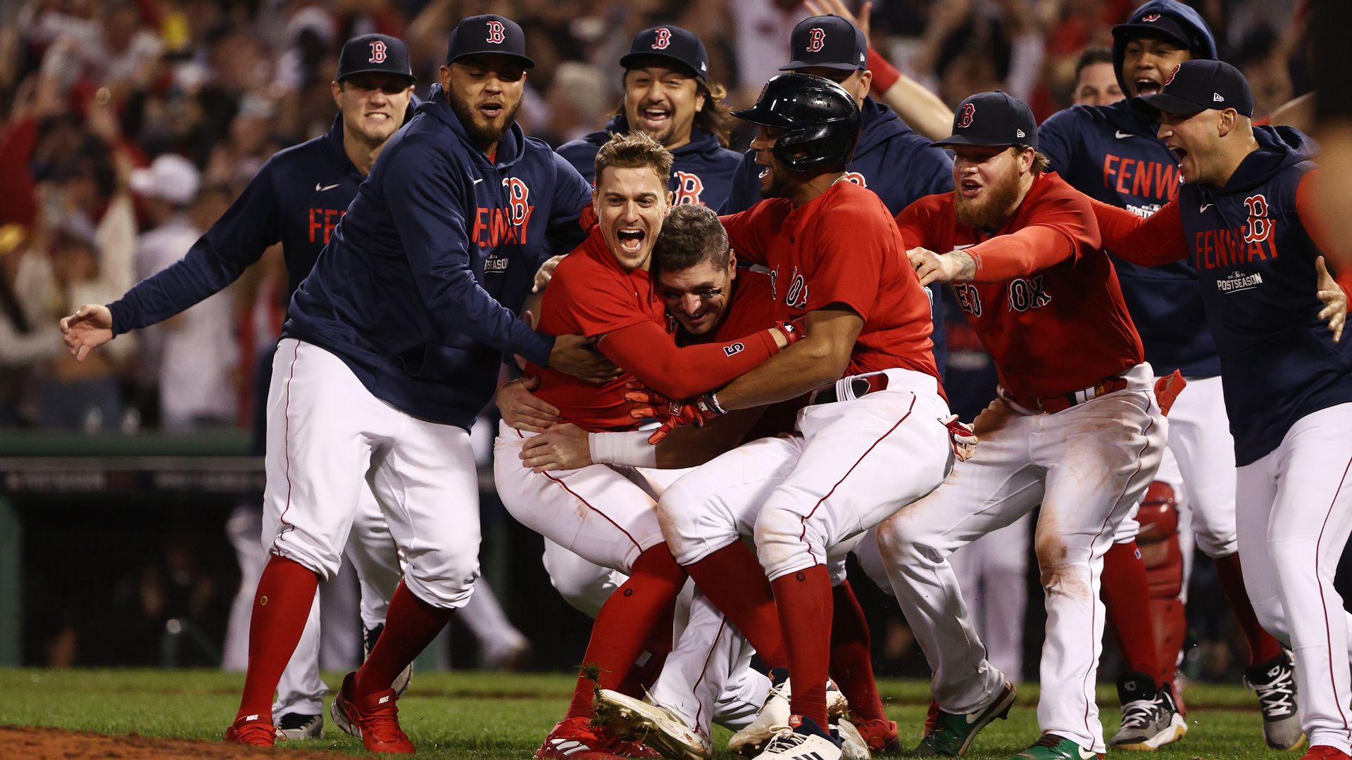 Red Sox celebrating