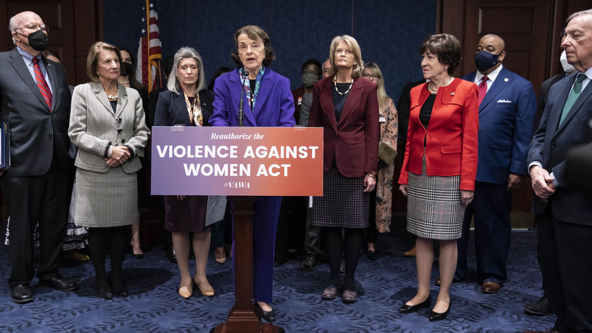  Senator Dianne Feinstein, a Democrat from California, speaks during a news conference on the bipartisan modernized Violence Against Women Act (VAWA) at the U.S. Capitol in Washington, D.C., U.S., on Wednesday, Feb. 9, 2022.