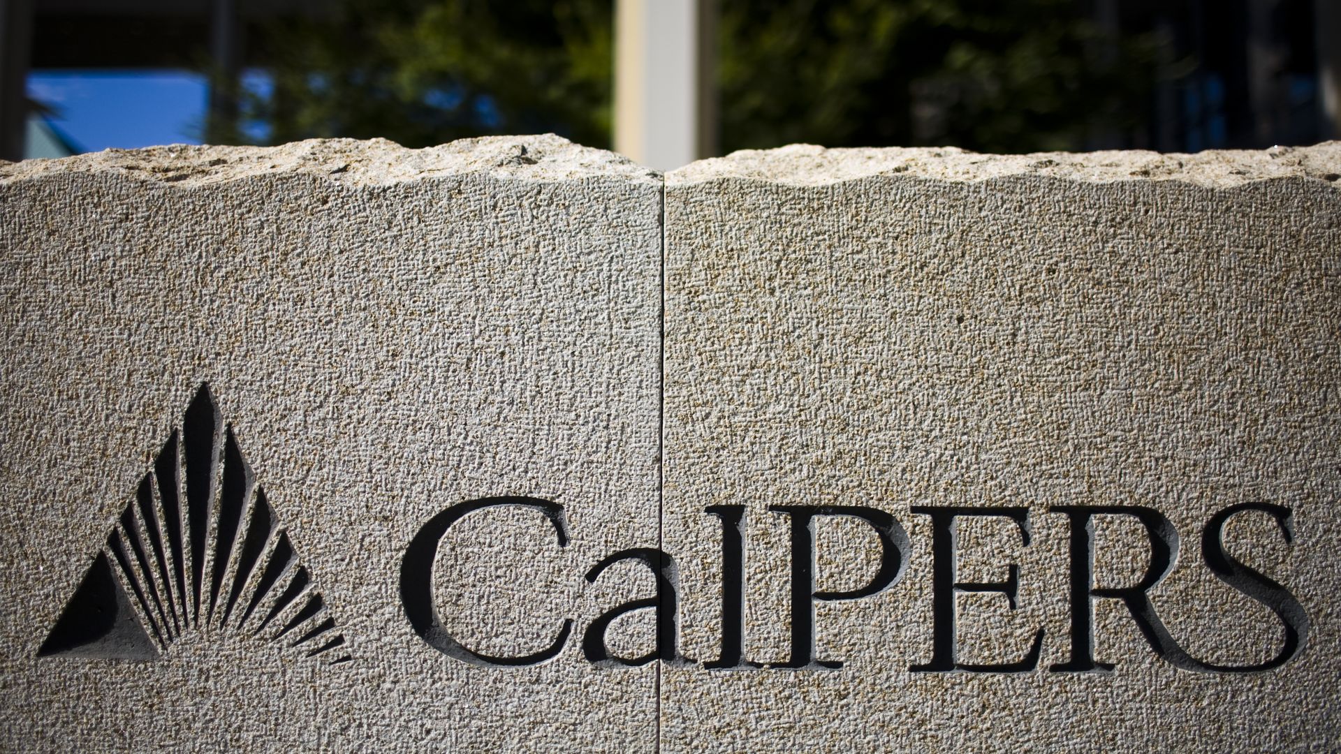A sign in front of California Public Employees' Retirement System building in Sacramento, California.