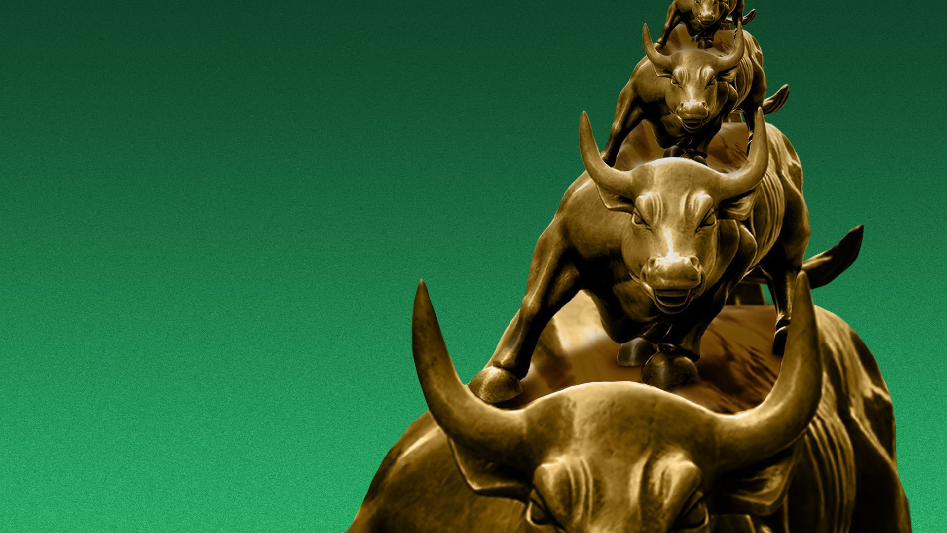 Illustration of an infinite stack of Wall St. bulls.